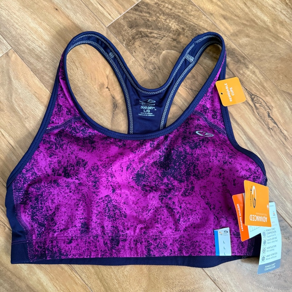 Champion Large Pink and Navy Sports Bra
